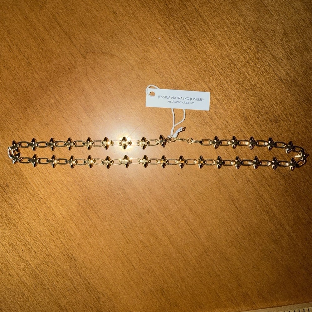 NEW Jessica Matrasko Emerson Necklace With Spikes Gold Filled Lobster Clasp